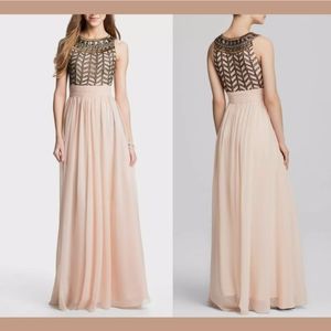 JS Collections Beaded Bodice Chiffon Gown in Light Pink S $298